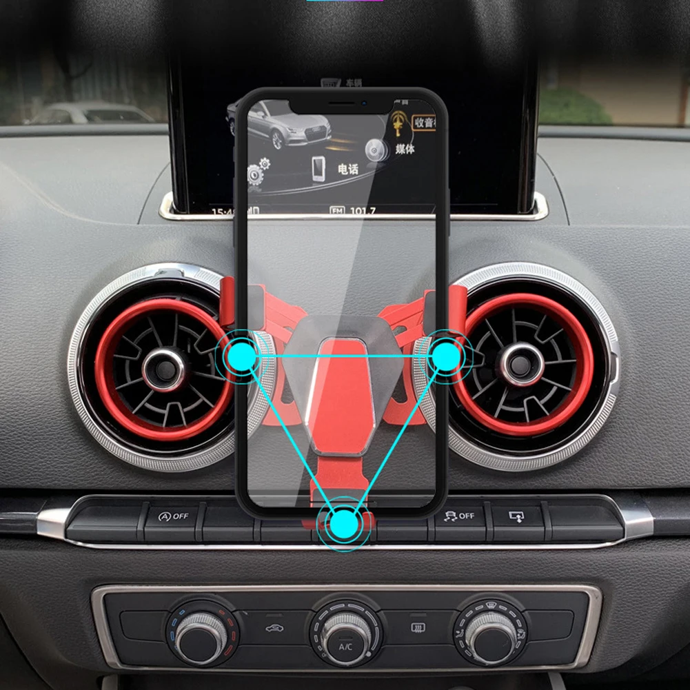 

Car Phone Holder, Car Air Vent Gravity Linkage Phone Holder Auto Lock Car Mobile Phone Stand Mount for Audi A3 S3