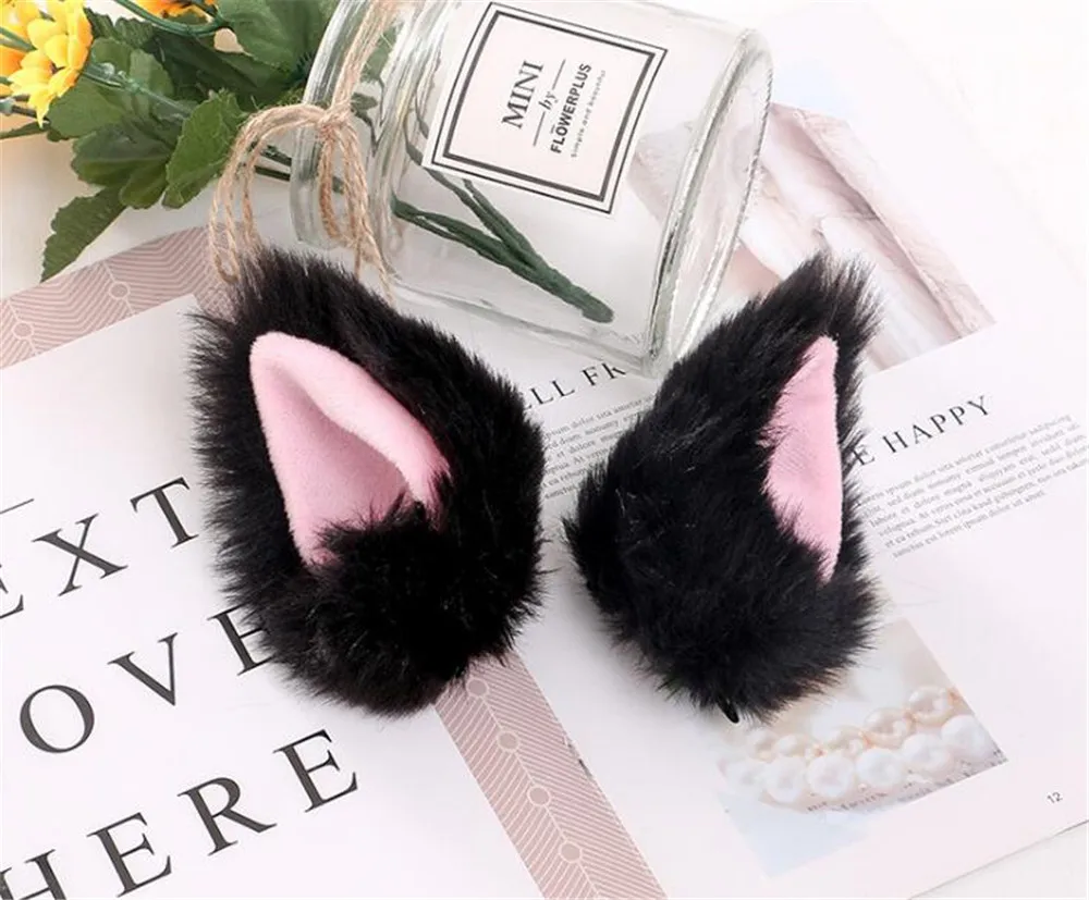 Вечерние длинные меховые заколки кошачьи ушки для косплея кота лисы аниме