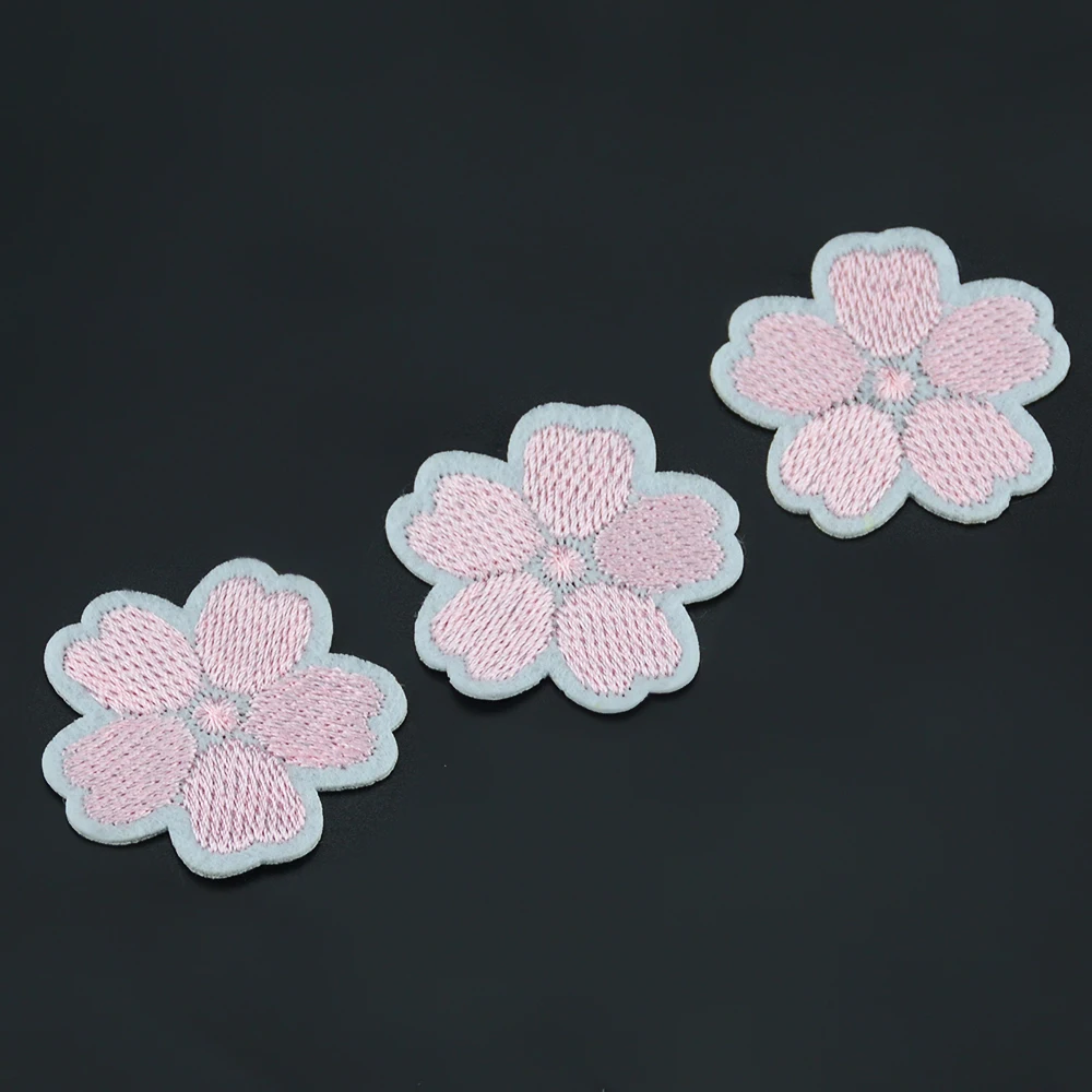 4 звёздочки 3 5 см розовые цветы Аппликации вышитая утюгом нашивка для девочек