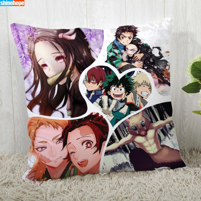 

Benutzerdefinierte Kissen Fällen Kimetsu keine Yaiba Platz Kissen Anime Reißverschluss Kissen Abdeckung 40X40cm,45X45cm (Eine Se