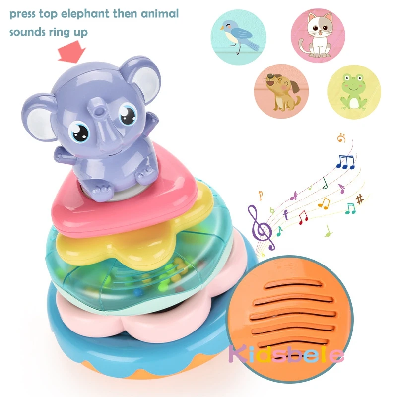 baby musical toy rattles for kids infant interactive stacking ring tower early learning elephant toddler educational tumbler toy free global shipping