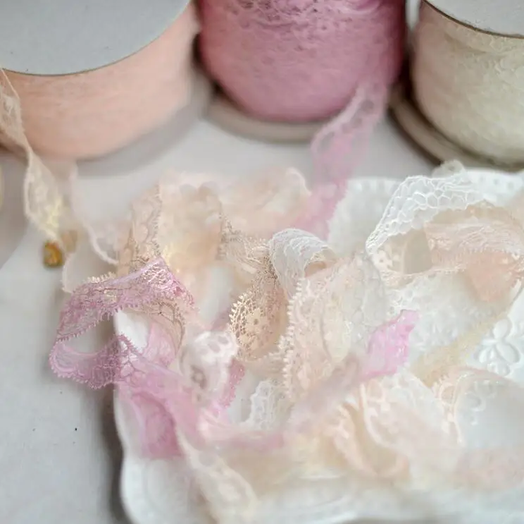 Оптовая продажа 10 метров 2 3 см красивая розовая слоновая кость вышивка кружевная