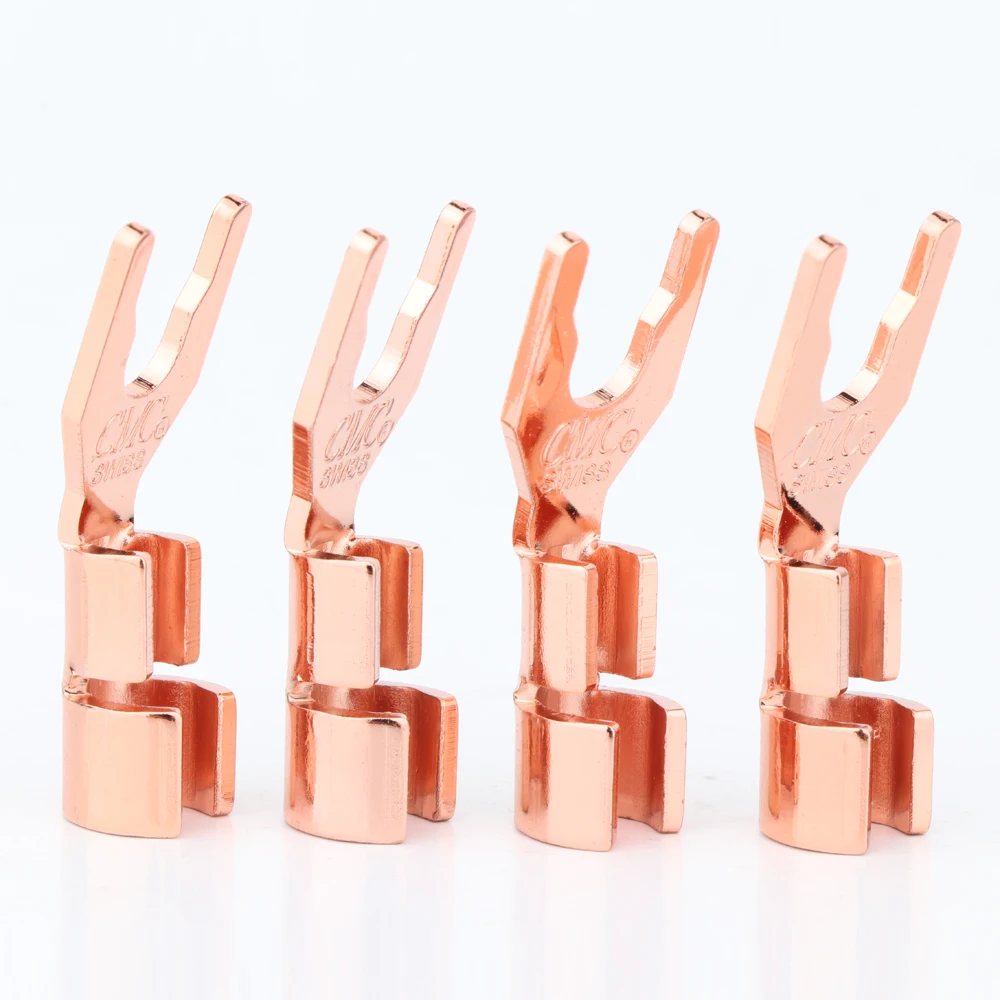 

8pcs Solid Copper Spade Plug Speaker Cable Wire Connector SY1517