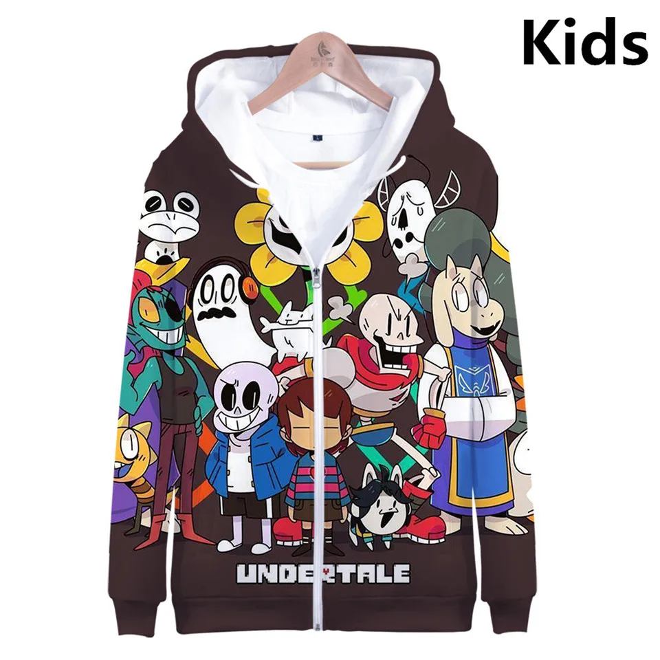 

3 To 14 Years Kids Hoodie 3D Undertale Sans Printed Zipper Hoodies boy/girls Sweatshirt Cartoon teen Coat Children Clothes