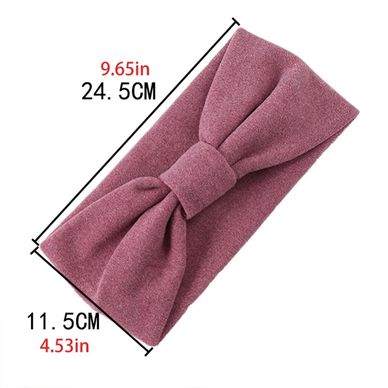 

Women Winter Warm Faux Wool Headband Elastic Stretchy Solid Color Sports Headwrap Bowknot Center Casual Thicken Turban