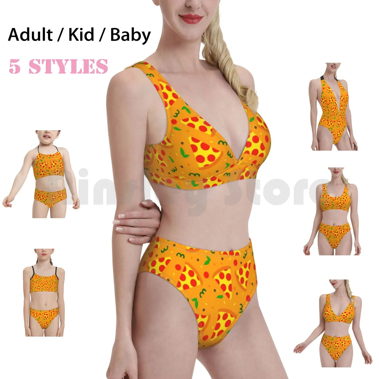 Купальник для пиццы бикини с высокой талией пицца перец оливки сыр фаст-фуд