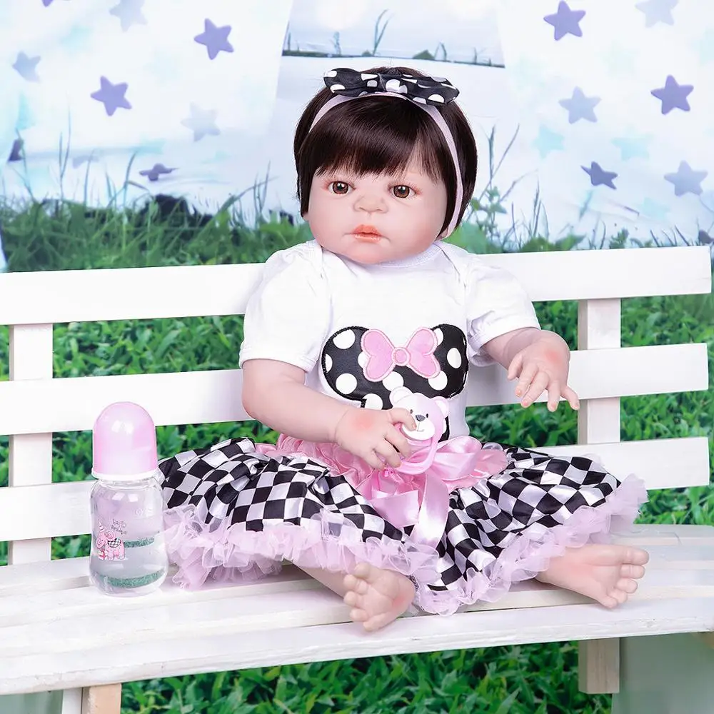 KEIMUI Милая 23 дюймовая Кукла Reborn Babies полностью силиконовая виниловая детские