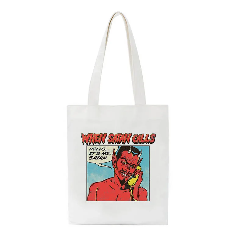 Новые повседневные женские холщовые сумки Devil Satan Модные Винтажные большой