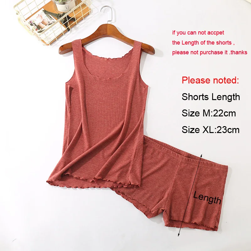 

LERFEY Cotton Two Piece Set Women Sleepwear Elastic Pajamas Sexy Nightwear Women Summer Homewear Lingerie Top Shorts