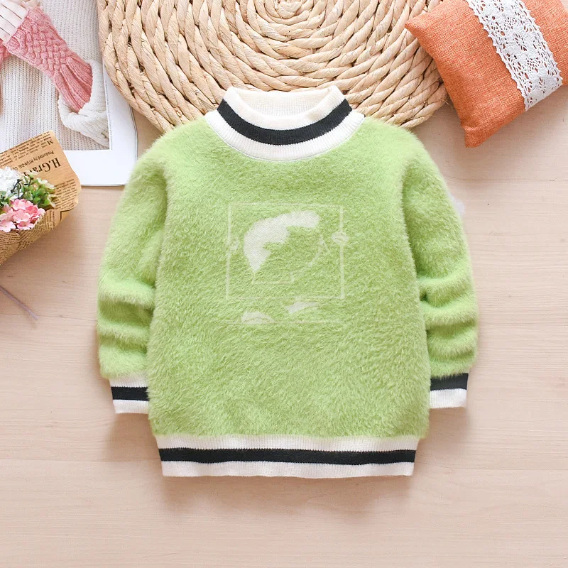 

2019 Autumn And Winter New Girls Fashion Sweater Children's Water Velvet Warm Jacket Cute Cartoon Boy Sweater Children's Wear
