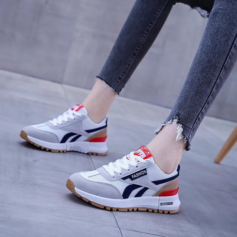 

2021 Woman Spring Sneakers Thick Bottom Daddy Shoe Women Vulcanize Shoes New Comfortable Breathing Mesh PU Shoes Sapato Feminino