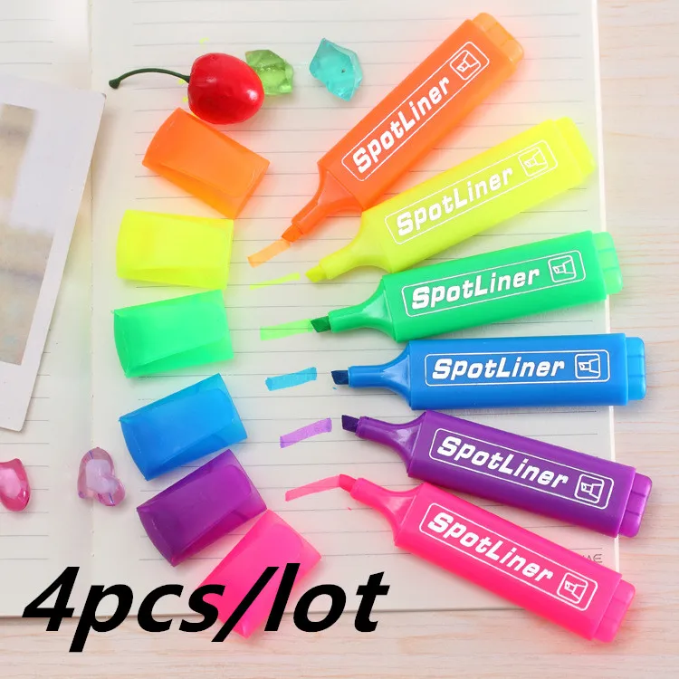 4 шт. неоновые маркеры ярких цветов|Маркеры| |