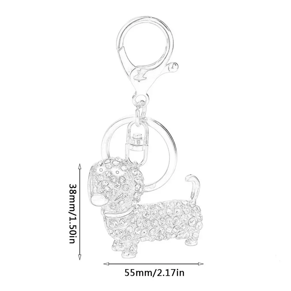 

Rhinestone Dachshund Dog Design Keychain Bag Car Key Ring Charm Pendant Best Gifts for Purse Small Lovely Cute