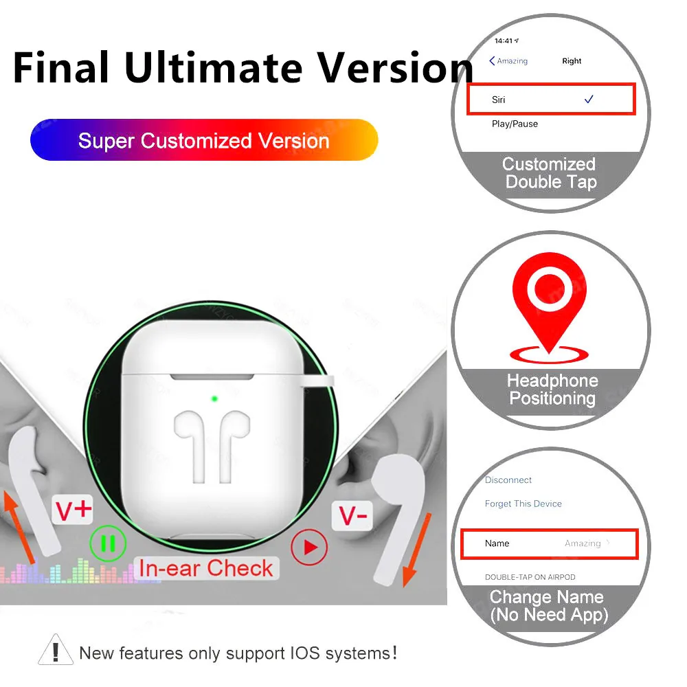 Конечная TWS 2 0 AI Голосовое управление Blueooth 5 наушники изменение имени gps