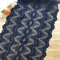 2mlot lace ribbon trim dark blue trimming lace elastic accessories scalloped stretch lace for lingerie materials diy