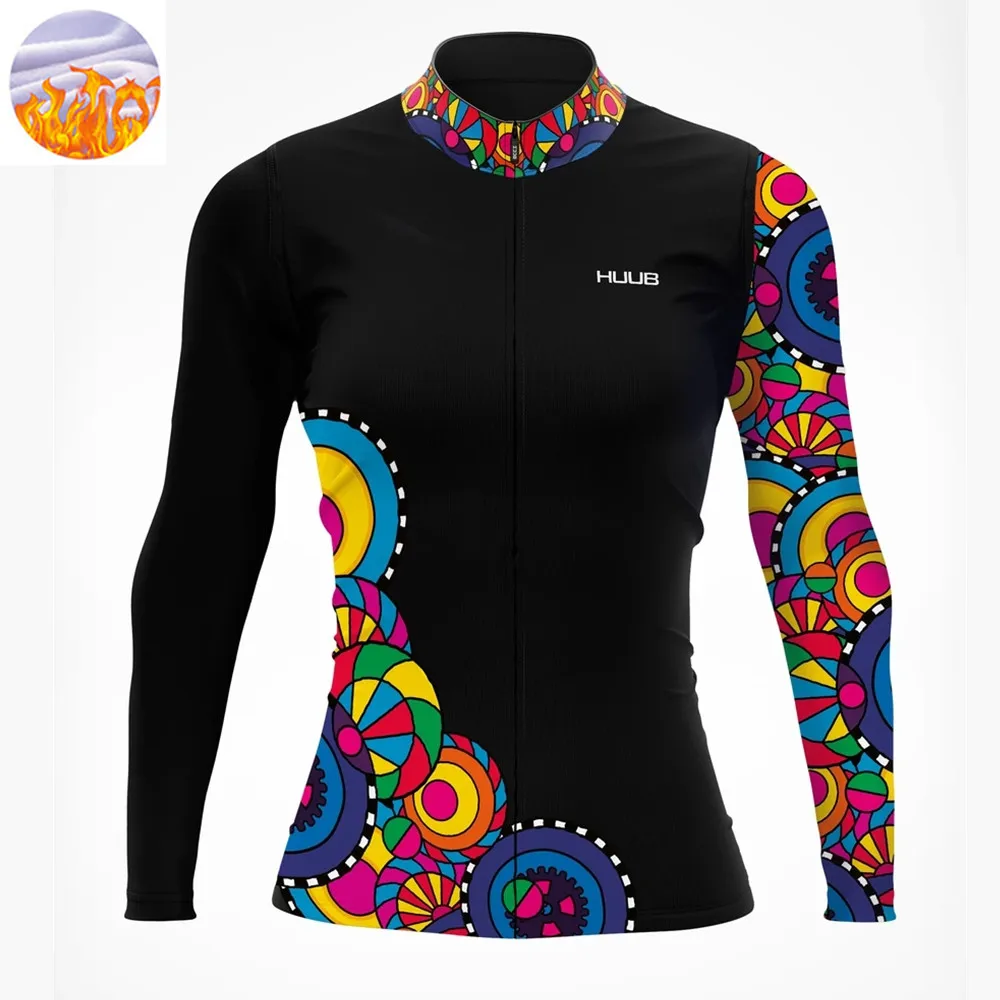 

HUUB Winter Women Thermal Fleece Long Sleeve Cycling Jacket Jersey Outdoor Ropa Maillot Ciclismo Hombre Warm Windproof Riding