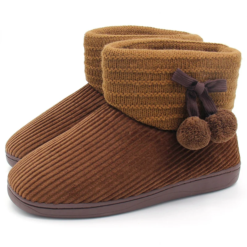 Зимние леопардовые теплые Нескользящие туфли на высоком толстом каблуке Женская