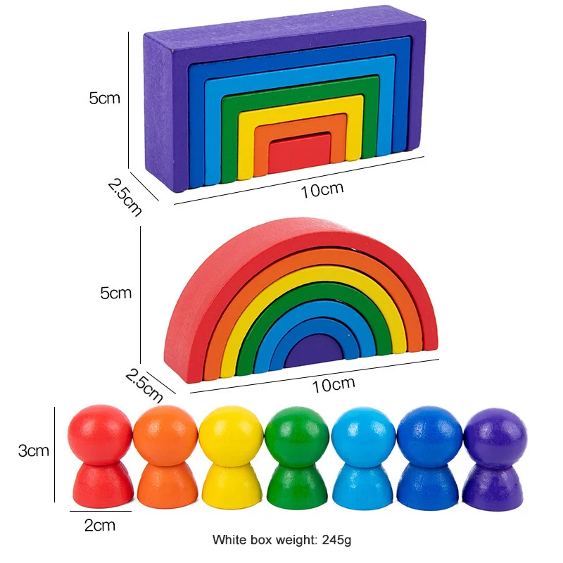 

Wooden Rainbow Building Stacking Toys Educational Blocks Balancing Fun Montessori Puzzle Stacking Brick Toy For Child Kids