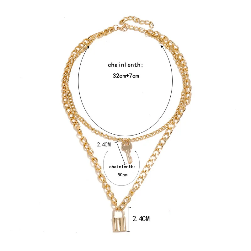 Punk Simple Padlock Pendant Necklace Hiphop Fashion Lock for Women Chunky Chain on the | Украшения и аксессуары