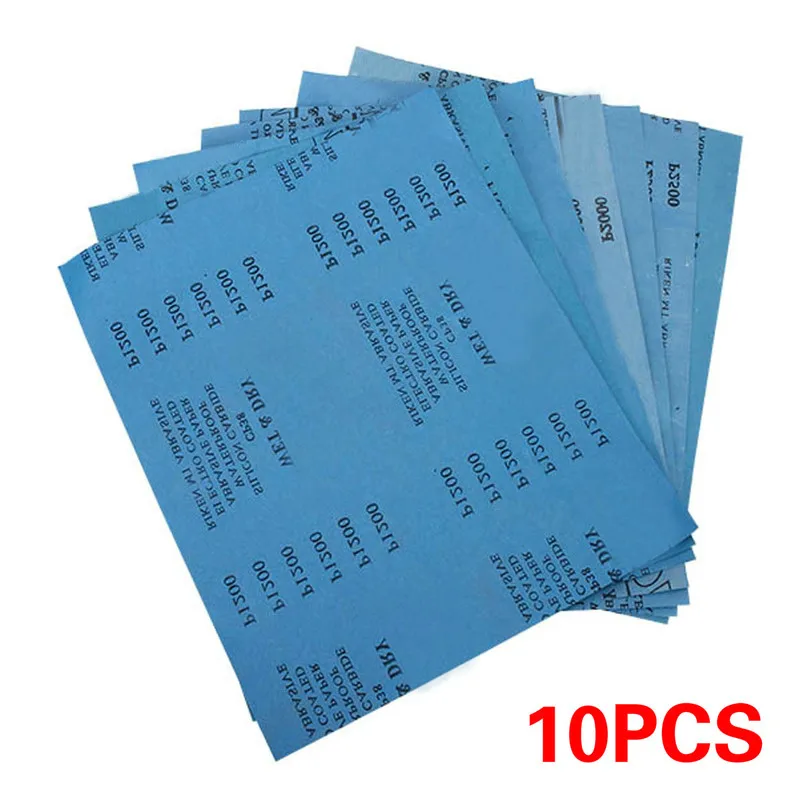 10 шт шлифовальная Влажная/сухая водостойкая абразивная Песочная бумага 1500/3000/5000