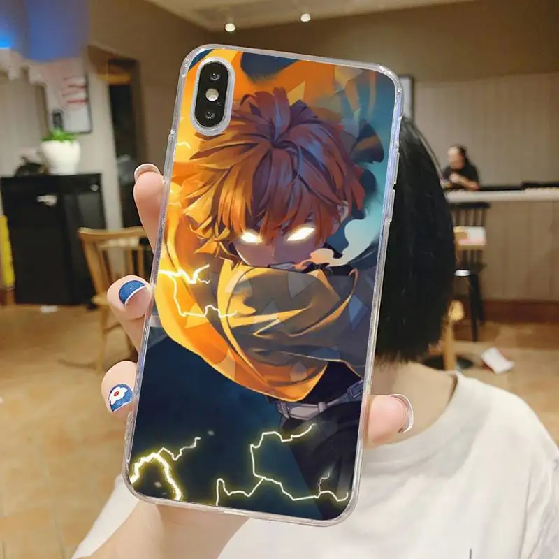 

Anime Demon Slayer Kimetsu No Yaiba Phone Case Transparent for iPhone 6 7 8 11 12 s mini pro X XS XR MAX Plus