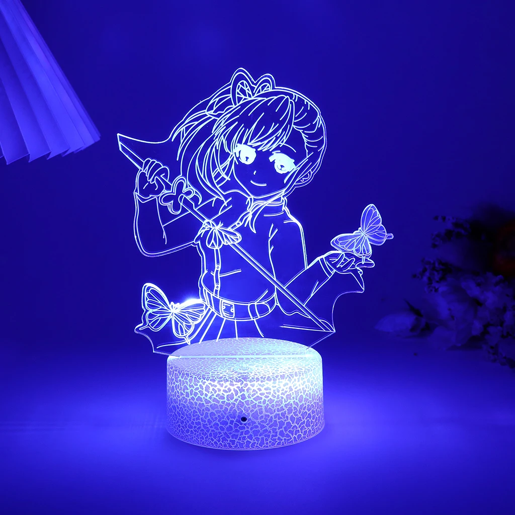 

Anime Led Lamp Demon Slayer Night Light Kamado Tsuyuri Kanao Shinobu Room Party Decor Base And Acrylic Board Are Sold Separately