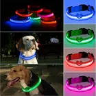 Светодиодный ночной ошейник для питомцев, светящиеся регулируемые нейлоновые ошейники для собак, светящиеся флуоресцентные ошейники для домашних животных