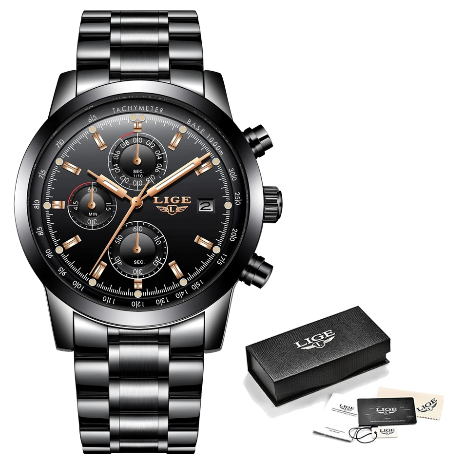 Relojes Hombre 2020 LIGE Бизнес Кварцевые часы мужские из нержавеющей стали