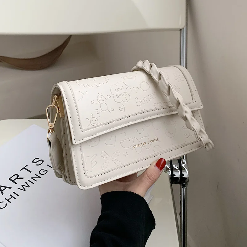 

North bag fashion women's bag 2021 new fashion simple one Shoulder Messenger Bag embossed texture small square bag