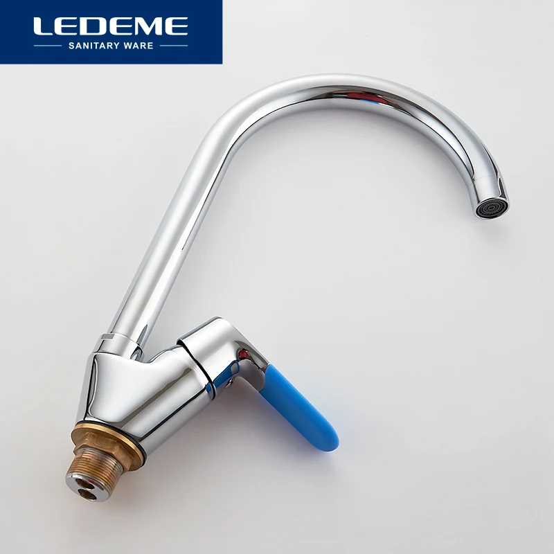 LEDEME Faucet L5953-2 Смеситель для кухни с гайкой Латунь Цвет: Хром | Обустройство дома