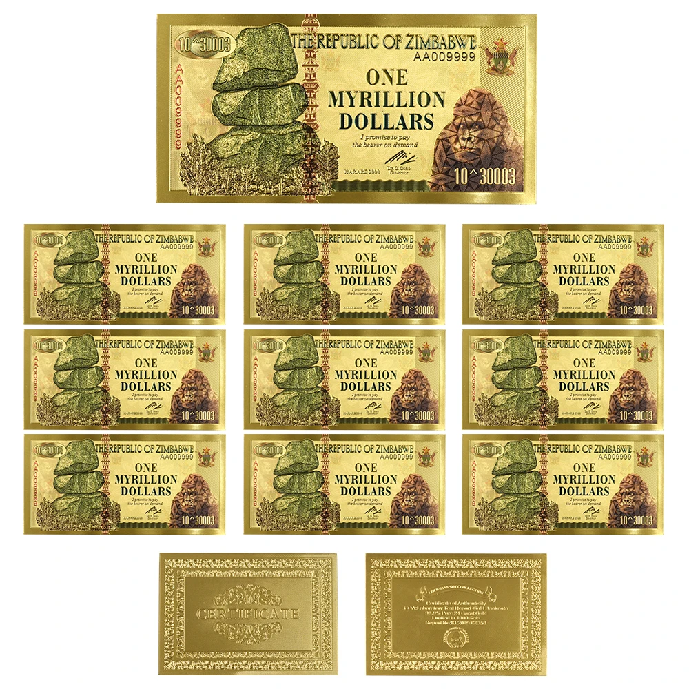 Золотые банкноты с изображением одной мириллиона долларов бумажных денег