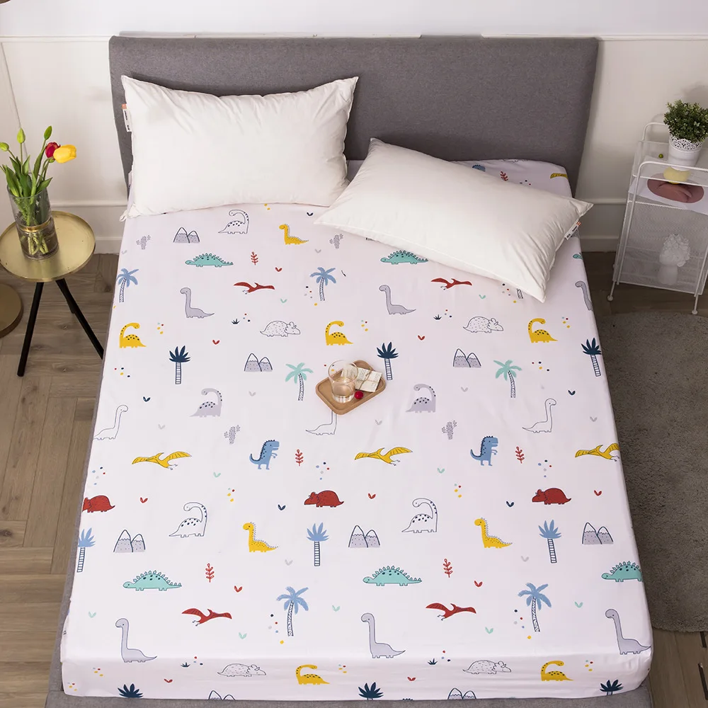 

Pink Dinasour Mattress Cover Cartoon Cute Lovely Kids Mattress Protector Pad Fitted Sheet Separated Bed Linens with Elastic