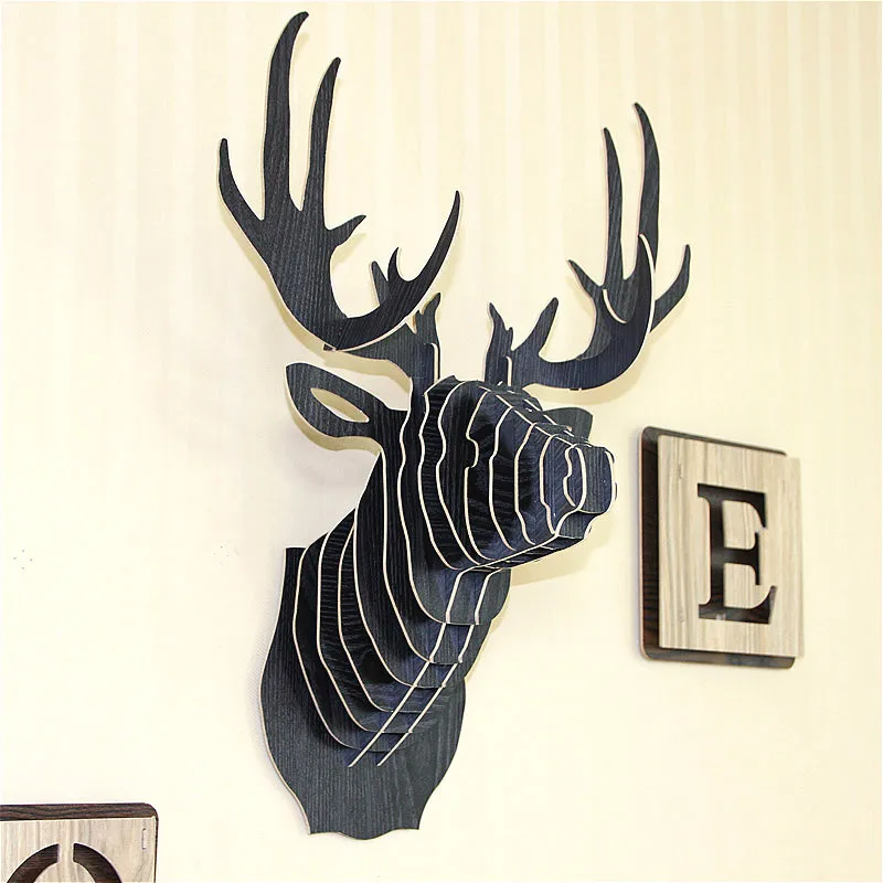 Деревянная голова лося домашнее украшение для стен лось 3D пазл модель сделай сам