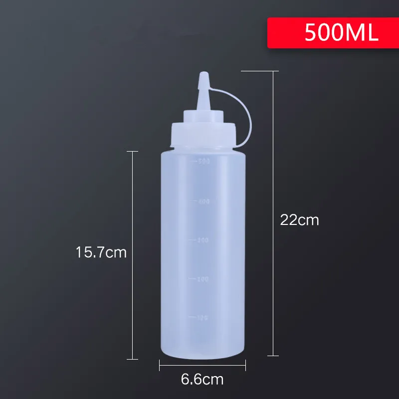 500ML translucent 1 шт. прочные бутылки, пластиковый Кухонный Контейнер для приправы, диспенсер для салата, соуса, масла, кетчупа - Цвет: 500ML translucent