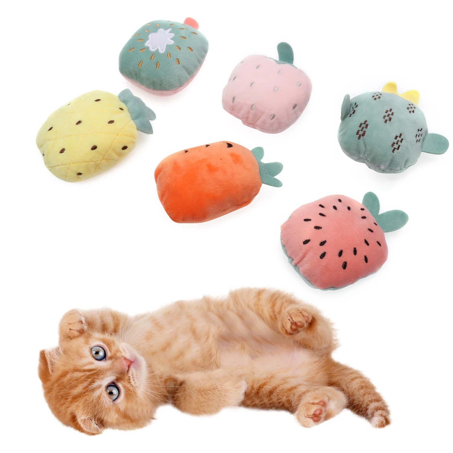 Мягкие плюшевые игрушки для домашних животных 6 шт. фрукты кошка интерактивные