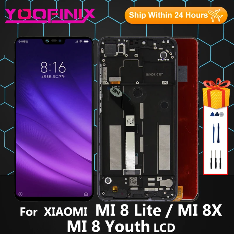 

6,26 "оригинальный для Xiaomi Mi 8 Lite, дисплей, сенсорный экран, дигитайзер, запасные части для Xiaomi Mi 8X, ЖК-дисплей, Mi 8 Youth