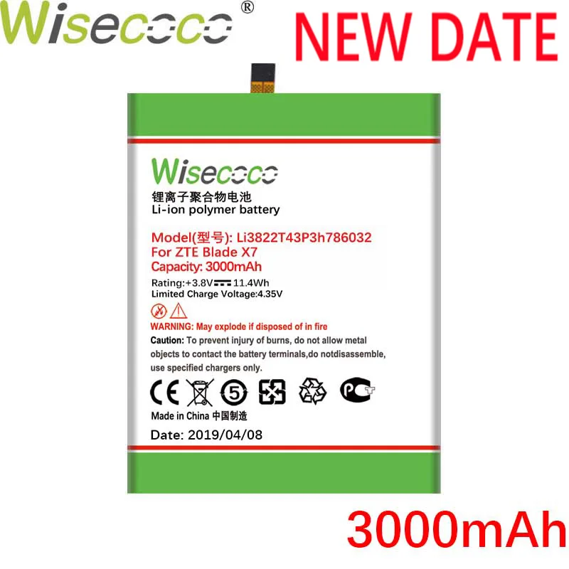 Wisecoco LI3822T43P3H786032 3000 мАч аккумулятор ForOrbic Orbic-RC-501L/zte Blade V6 zte Blade D6/zte Blade X7 аккумулятор для телефона
