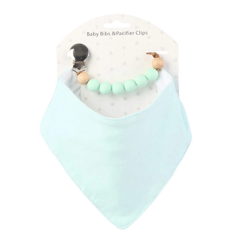 

GXMB Cotton Triangle Baby Bib Pacifier Chain Set for Drooling and Teething Infant Gift for Parents Friends and Family