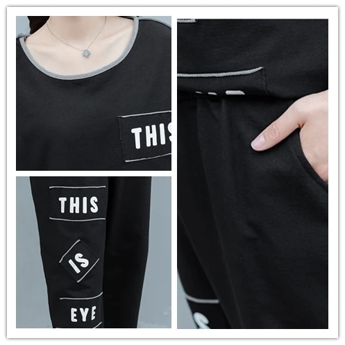 

Casual 2 Piece Set Women Pant And Top Tracksuit Women Letter Korean Set Tracksuits Loose Pant Set Ensemble Femme Deux Pieces