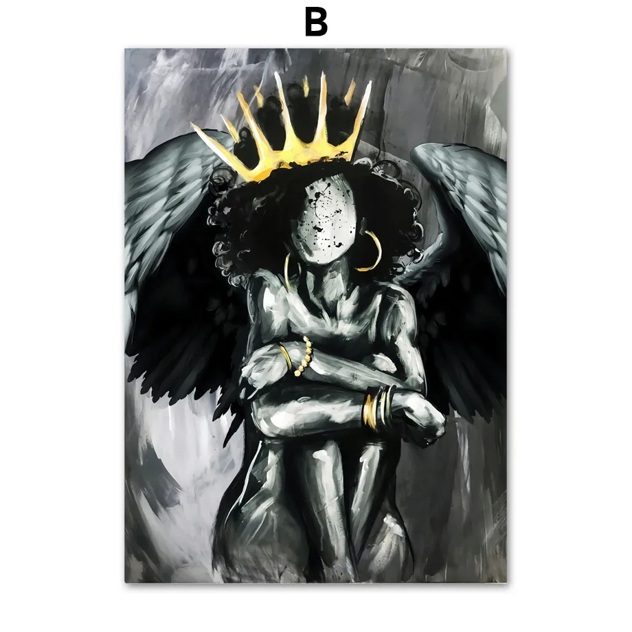 Поппинг королева черный Девочка Мальчик Поп Арт холст картина постер настенные