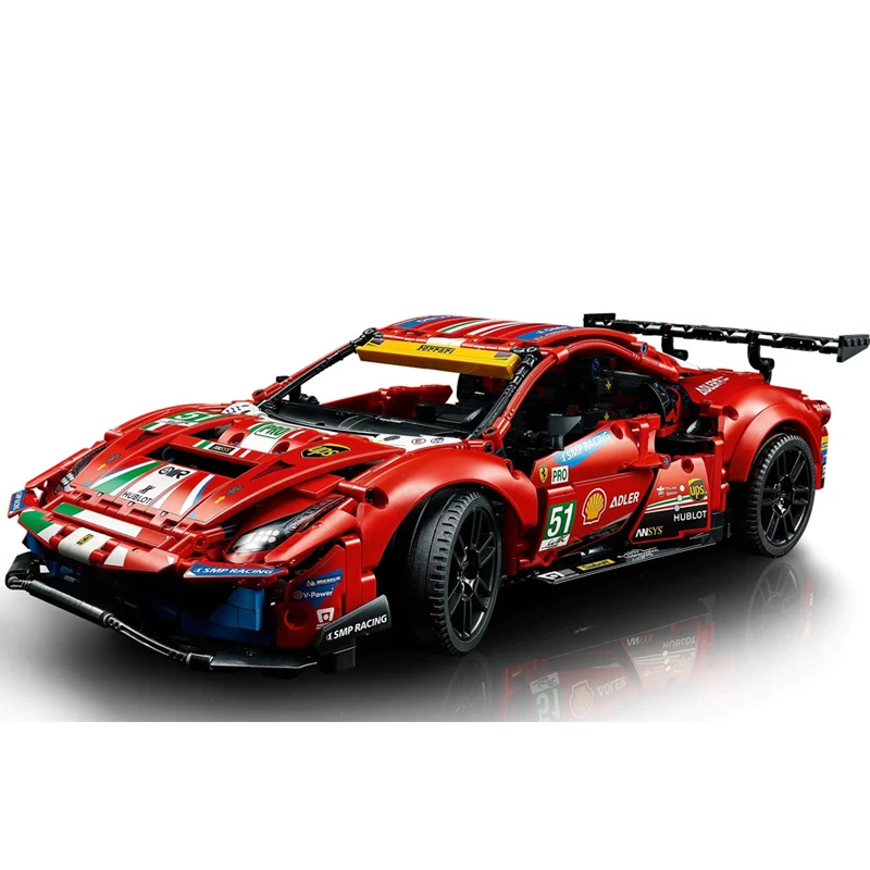 

В наличии технический Супер гоночный автомобиль 488 GTE 1677 шт. модель строительные блоки кирпичи развивающие игрушки Рождественский подарок п...