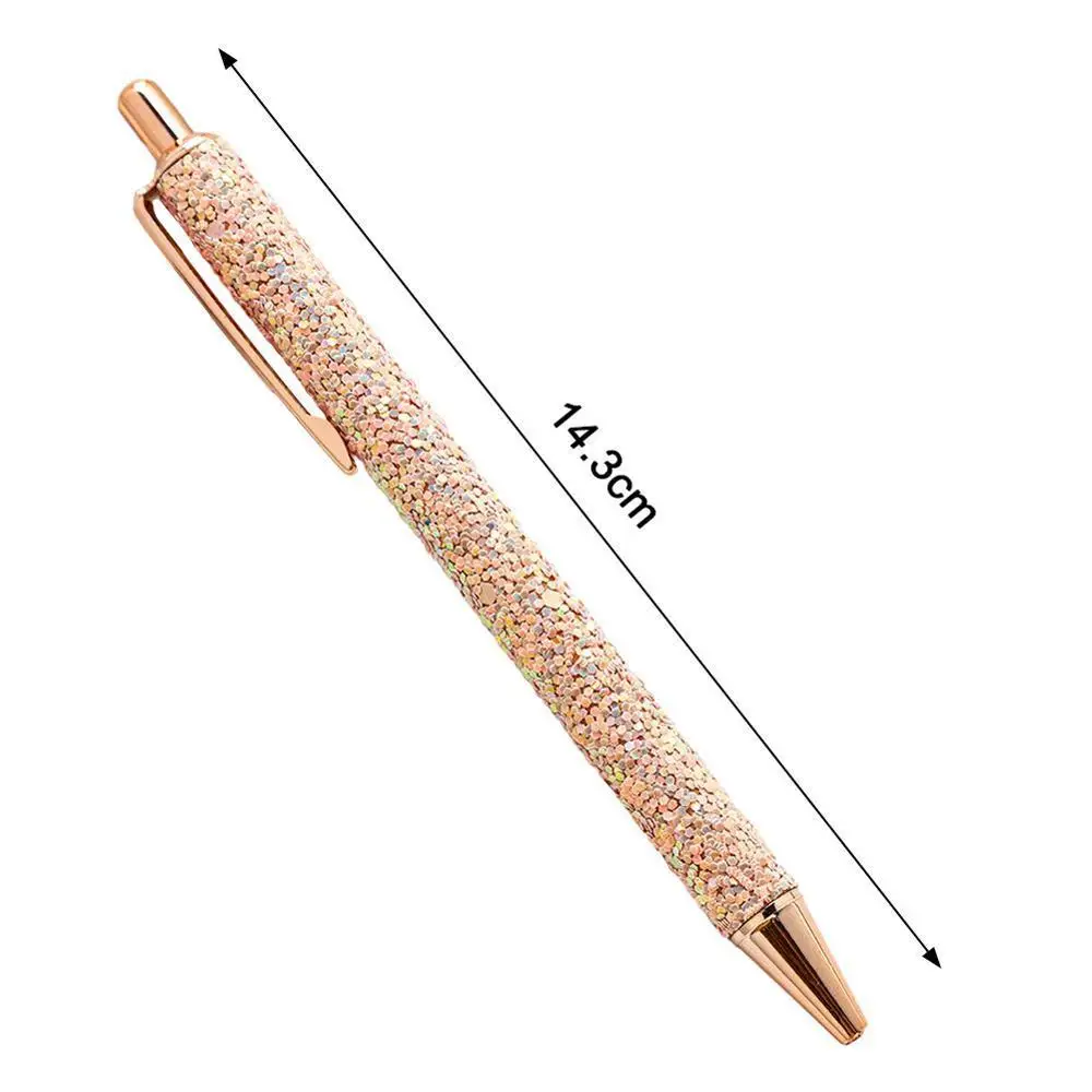 

1PC Sequin Press Pen Flash Crystal pen metal Ballpoint pen bullet 1.0mm ballpoint Pen Stationery Office Supplies
