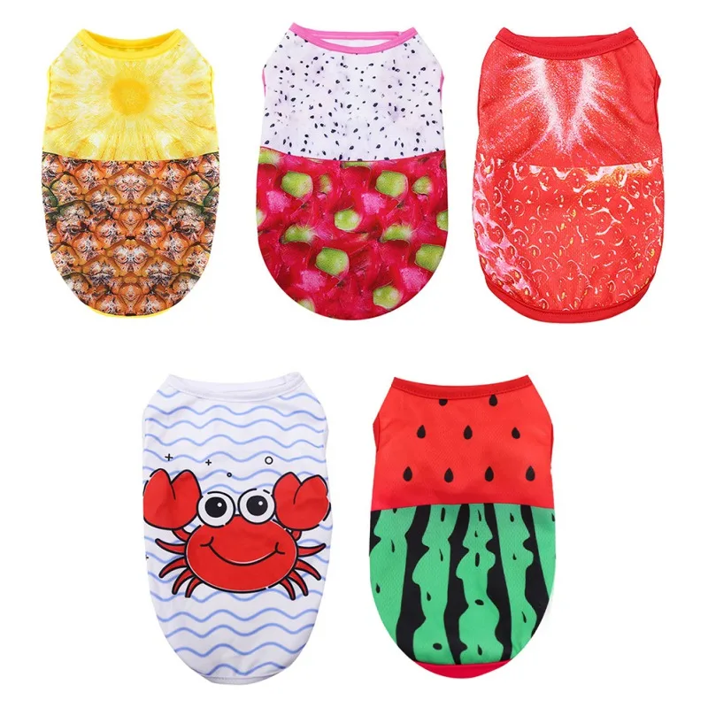 

Artificial Fruit Printed Spring Summer Dog Clothes Camouflage Mesh Dog Vest For Small Medium Dogs Coat Jacket Puppy Costume Vest