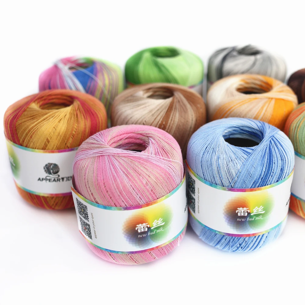 Бесплатная доставка 50 г/шар хлопковая металлическая кружевная Радужная пряжа