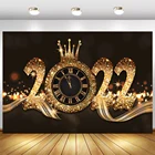 Виниловый фон для фотографирования с изображением Золотой короны и алмазных часов на новый год 2022
