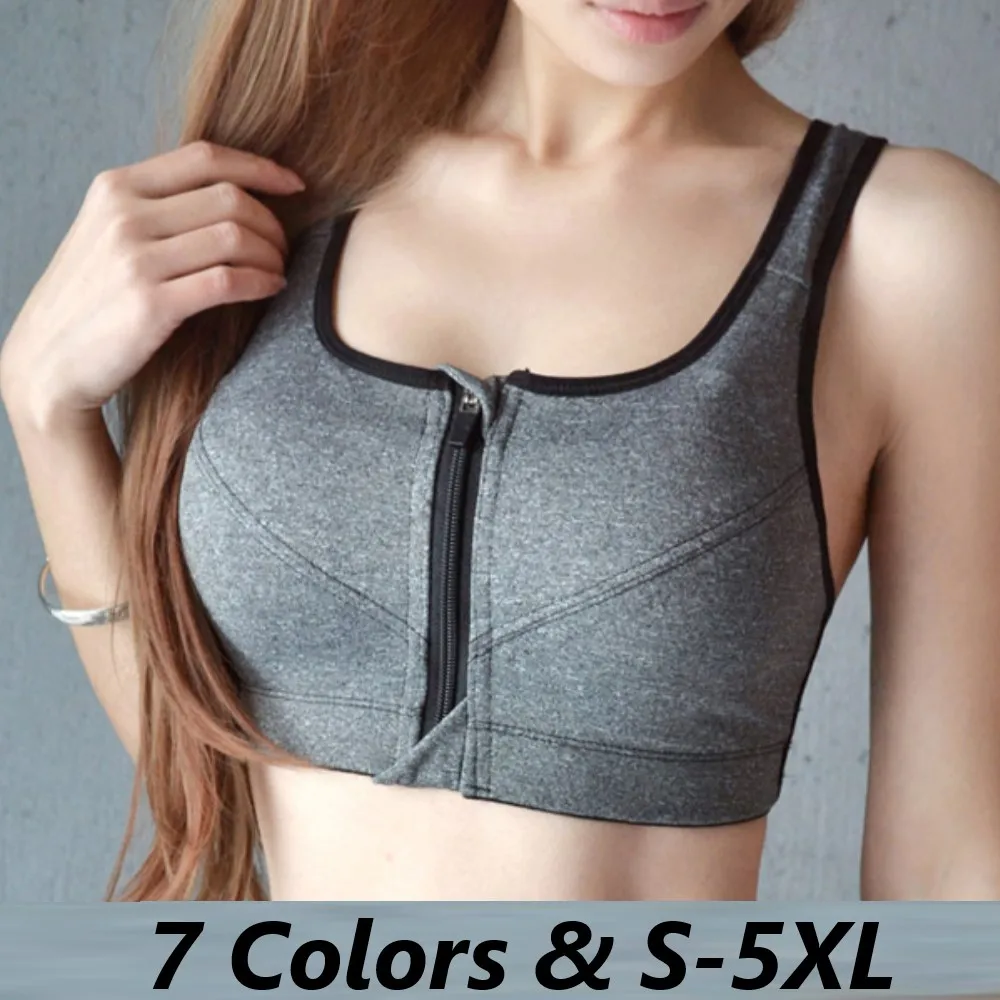 

Plus Size S-5XL Breathable Sports Bra Anti-sweat Shockproof Padded Yoga Top Bra Athletic Gym Running Fitness Workout Sport Top