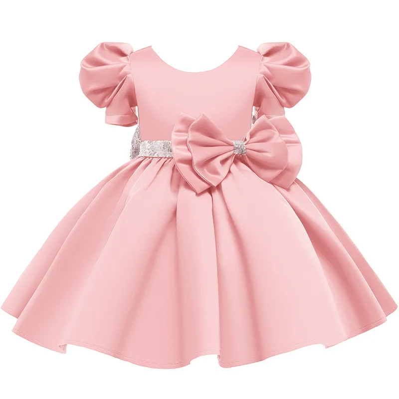 

Baby Girls Dress 2022 New Girls Summer Bowknot Puff Sleeve Clothes Girls Clothing For Party Dresses Kids Party Princess Dress