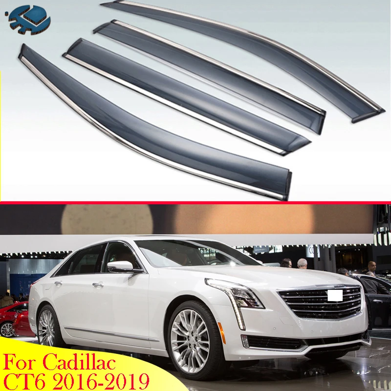 

For Cadillac CT6 2016-2019 Car Accessories Plastic Exterior Visor Vent Shades Window Sun Rain Guard Deflector 4pcs