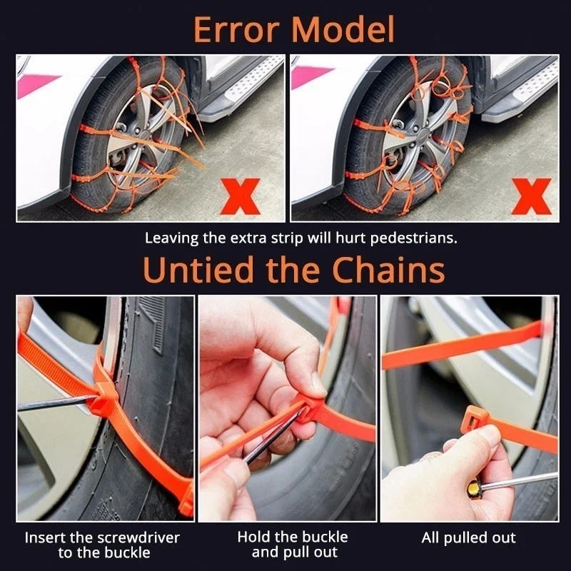 

20pcs Nylon Car Anti-Skid Ties Emergency Snow Mud Sand Tire Chain Straps Traction Device For Car Rain Ice Emergency Chains Tool