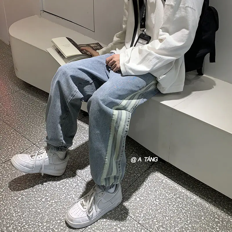 Jeans Men's Straight Loose Casual Korean Style Trend All-match Boys Long Pants